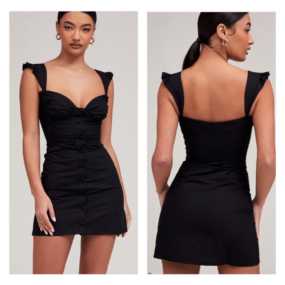House of CB Mistress Rocks Girl Crush Mini Dress Women's L Black Cap Sleeve NEW